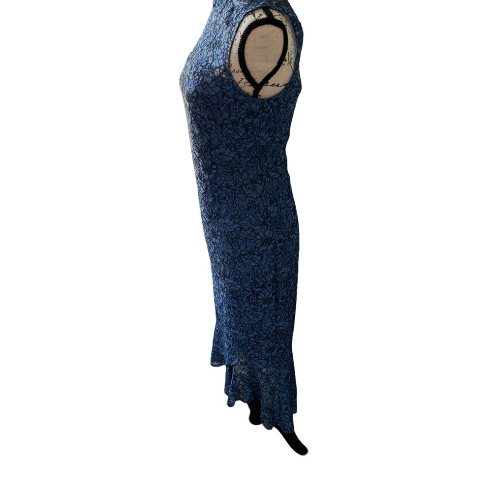 Shoshannah Calista Trumpet Rich Blue Lace Sheath Romantic Dress Size 4 - Picture 6 of 12